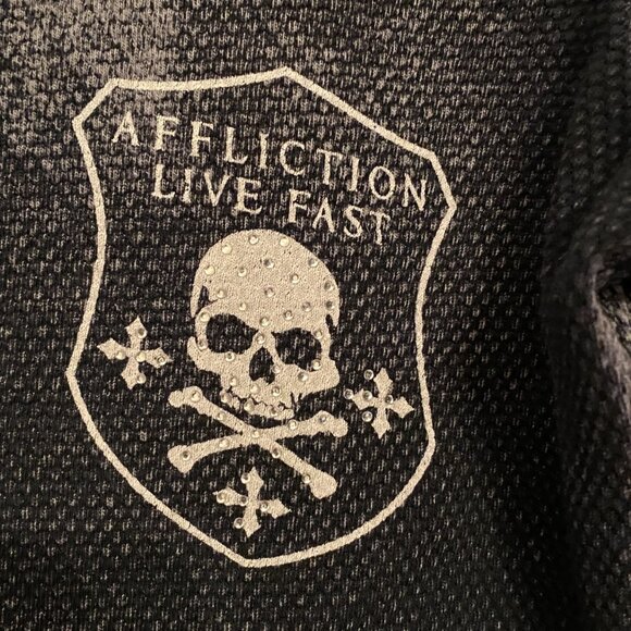 Affliction Live Fast Rhinestone Thermal Shirt Small - Picture 2 of 5